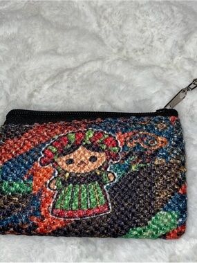 Multicolor Woven Card & Key Pouch with Green Accent